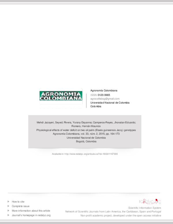 (PDF) Physiological effects of water deficit on two oil palm ( Elaeis ...