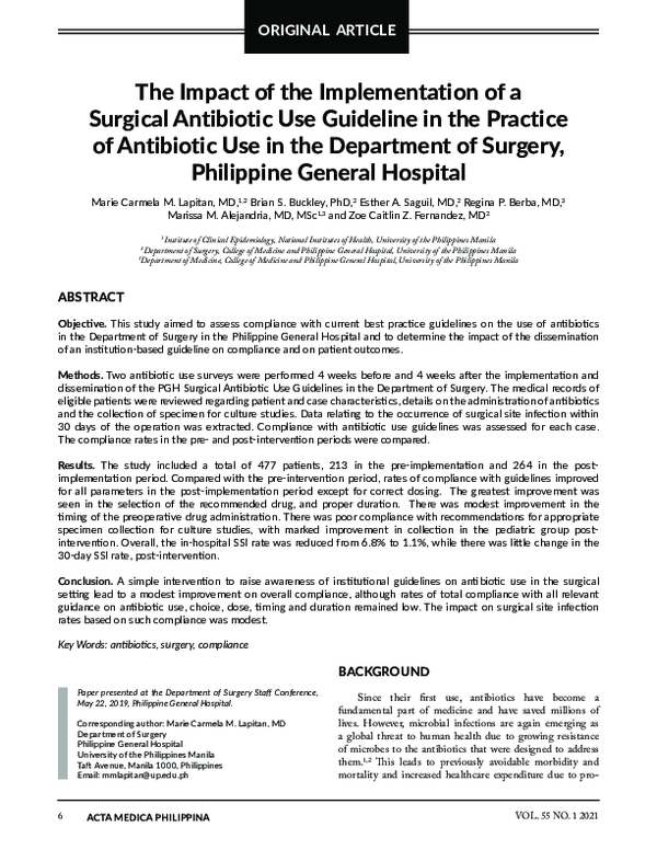 (PDF) The Impact of the Implementation of a Surgical Antibiotic Use ...