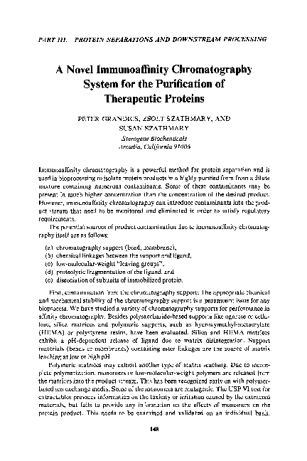 (PDF) A Novel Immunoaffinity Chromatography System for the Purification ...