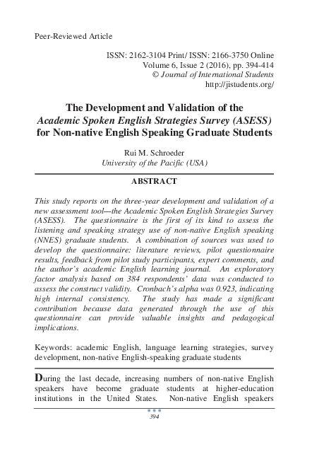 (PDF) The Development and Validation of the Academic Spoken English ...
