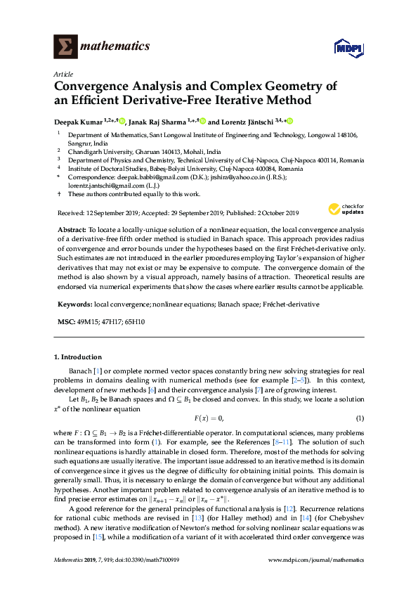 (PDF) Convergence Analysis and Complex Geometry of an Efficient ...