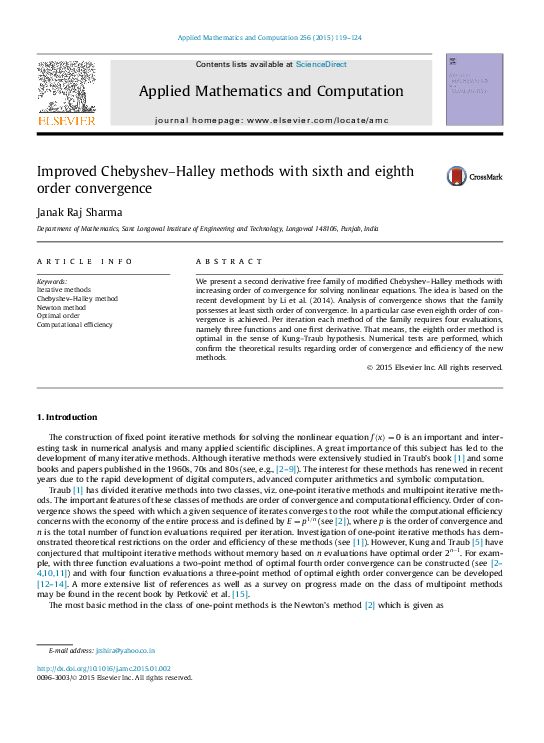 (PDF) Improved Chebyshev–Halley methods with sixth and eighth order ...