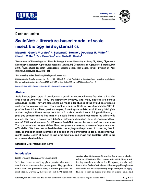 (PDF) a literaturebased model of scale insect biology and