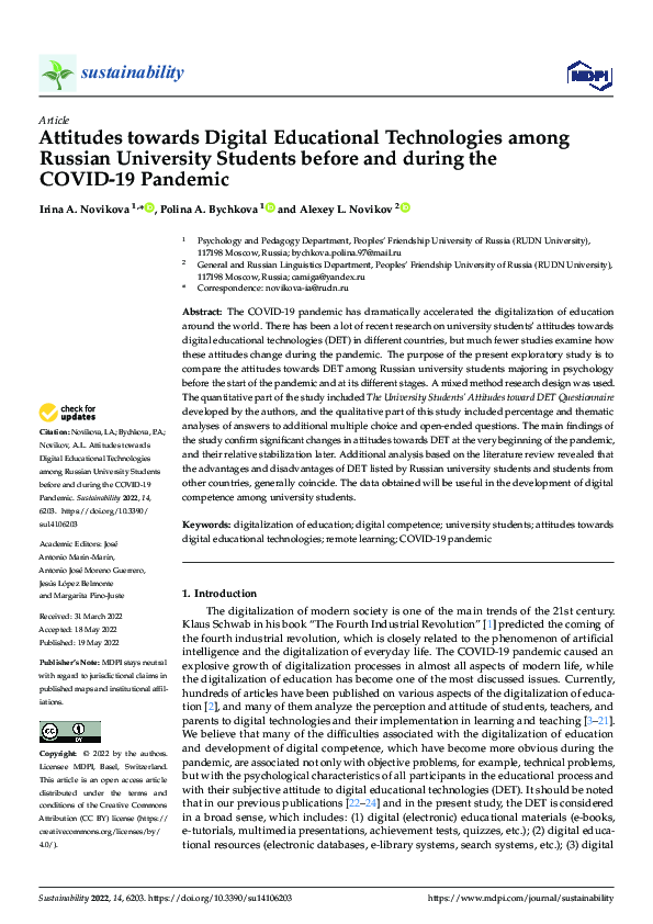 (PDF) Attitudes towards Digital Educational Technologies among Russian ...
