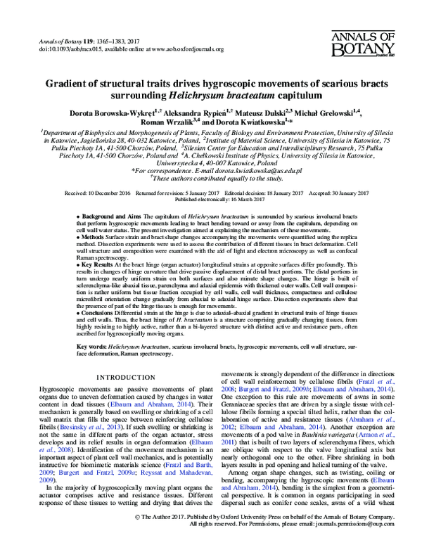 (PDF) Gradient of structural traits drives hygroscopic movements of ...