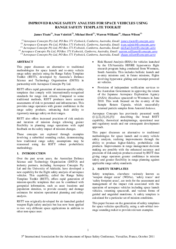 (PDF) Improved Range Safety Analysis for Space Vehicles Using Range