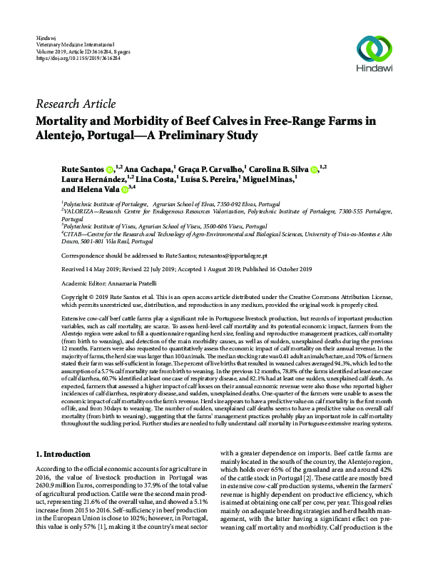 (PDF) Mortality and Morbidity of Beef Calves in Free-Range Farms in ...