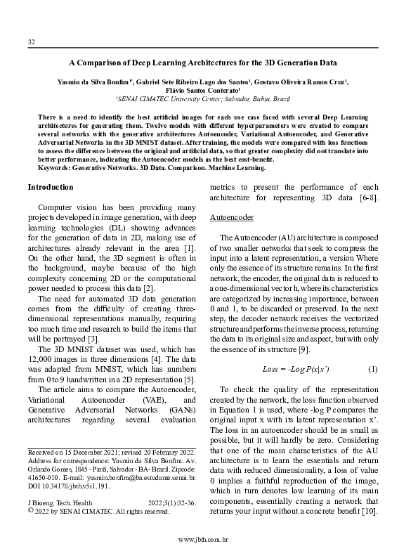 (PDF) A Comparison of Deep Learning Architectures for the 3D Generation ...
