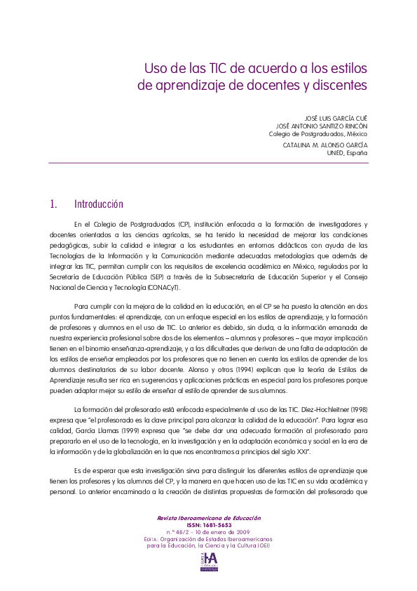 (PDF) Uso de las TIC de acuerdo a los estilos de aprendizaje de ...