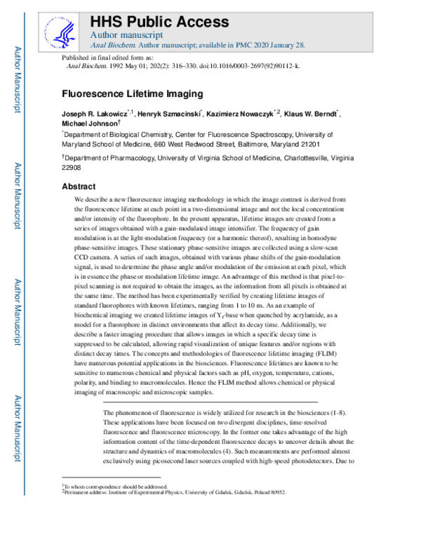 (PDF) Fluorescence lifetime imaging