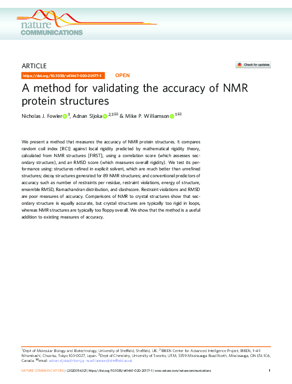(PDF) A method for validating the accuracy of NMR protein structures