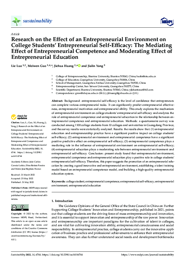 (PDF) Research on the Effect of an Entrepreneurial Environment on ...