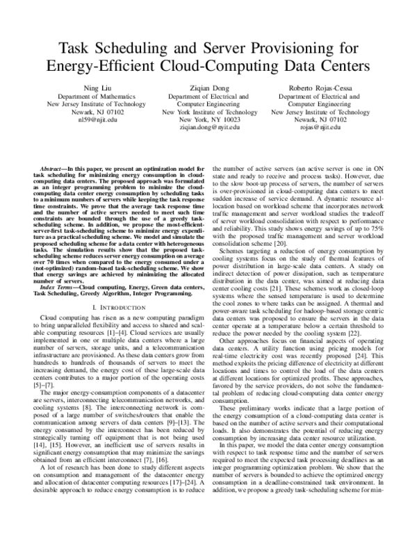 (PDF) Task Scheduling and Server Provisioning for Energy-Efficient ...