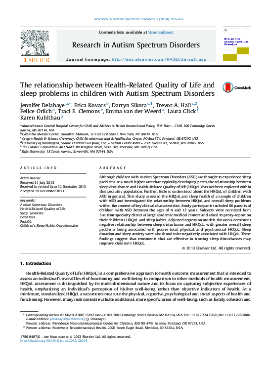 (PDF) The relationship between Health-Related Quality of Life and sleep ...