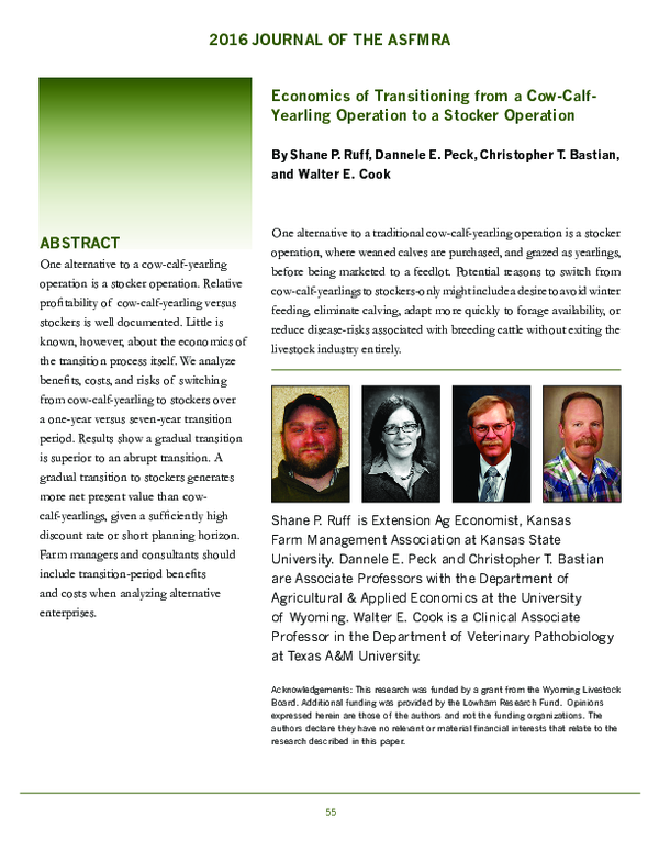 (PDF) Economics of Transitioning from a Cow-Calf-Yearling Operation to ...