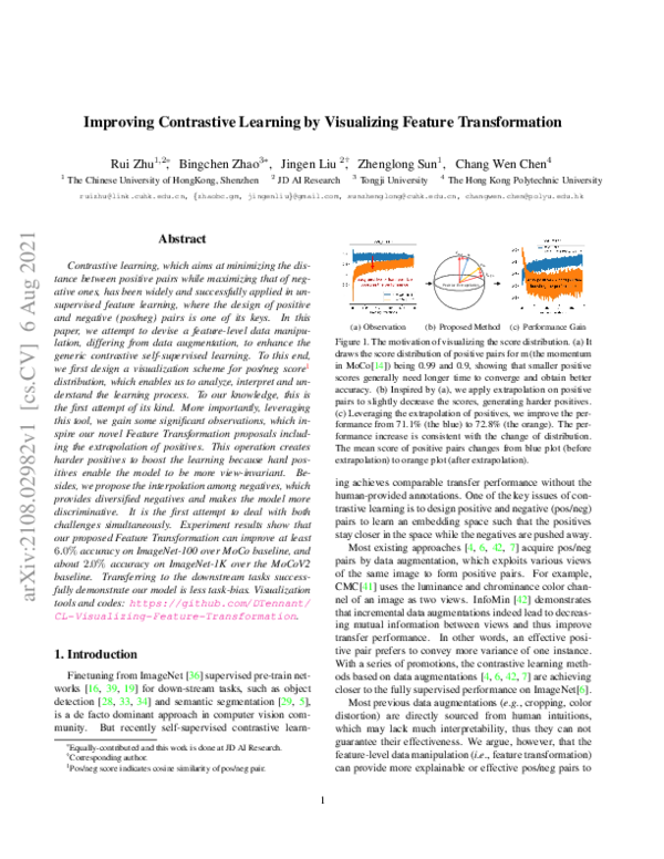 (PDF) Improving Contrastive Learning by Visualizing Feature Transformation
