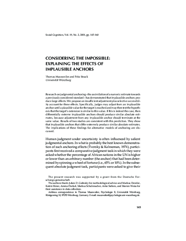(PDF) Considering The Impossible: Explaining The Effects of Implausible ...