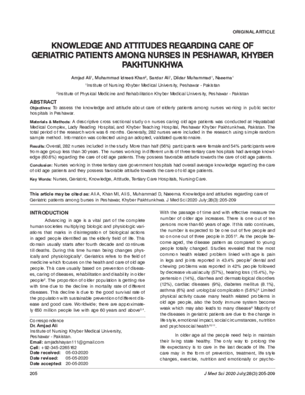 (PDF) Knowledge and Attitudes Regarding Care of Geriatric Patients ...