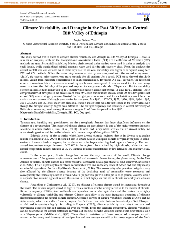(PDF) Climate Variability and Drought in the Past 30 Years in Central ...