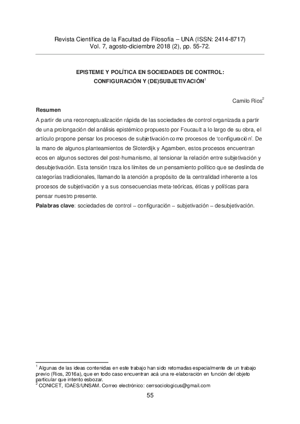 (PDF) Episteme and politics in control societies: Configuration and (de ...