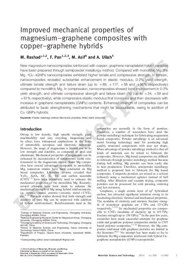 (PDF) Improved mechanical properties of magnesium–graphene composites ...