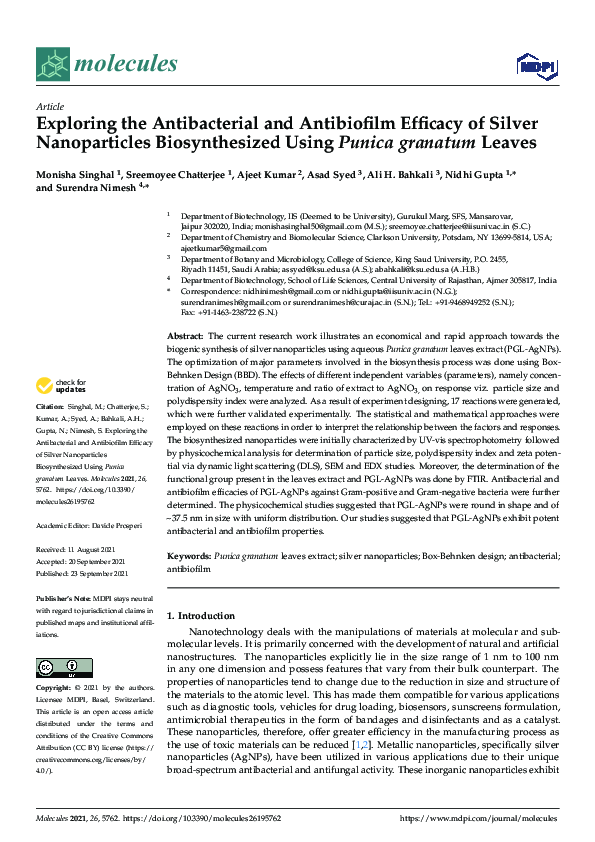 (PDF) Exploring the Antibacterial and Antibiofilm Efficacy of Silver ...