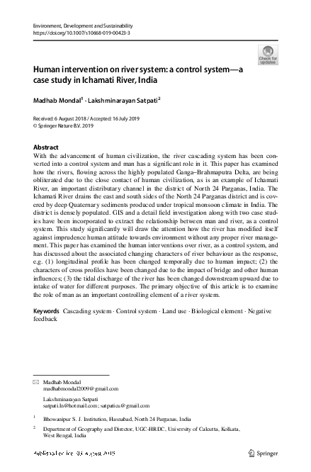 (PDF) Human intervention on river system: a control system—a case study ...