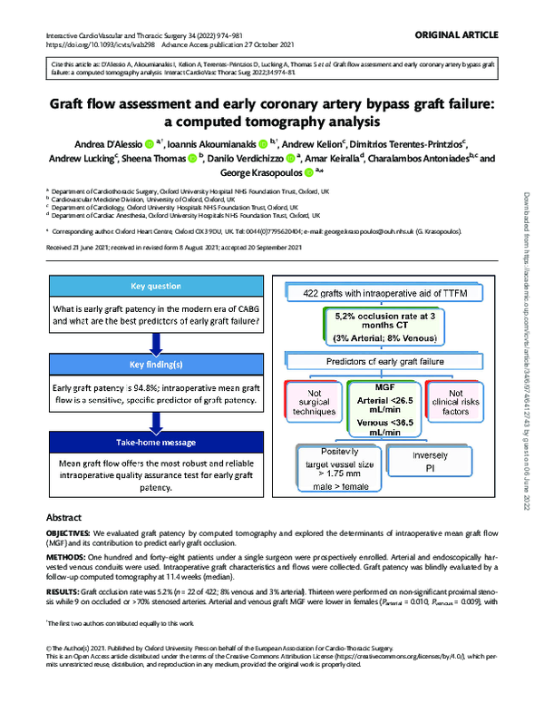 (PDF) Graft flow assessment and early coronary artery bypass graft ...