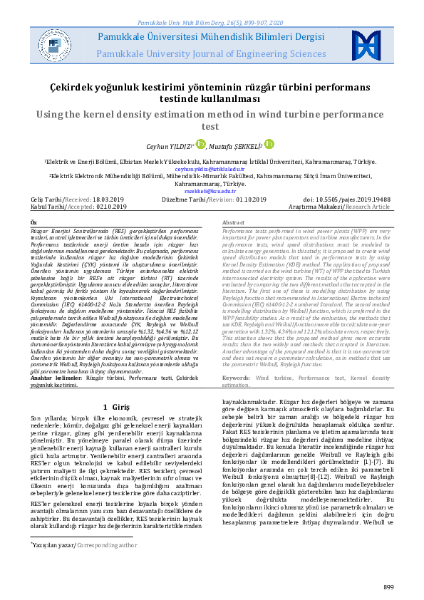 (PDF) Using the kernel density estimation method in wind turbine ...