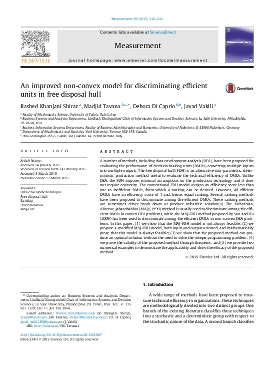 (PDF) An Improved Non-Convex Model for Discriminating Efficient Units ...