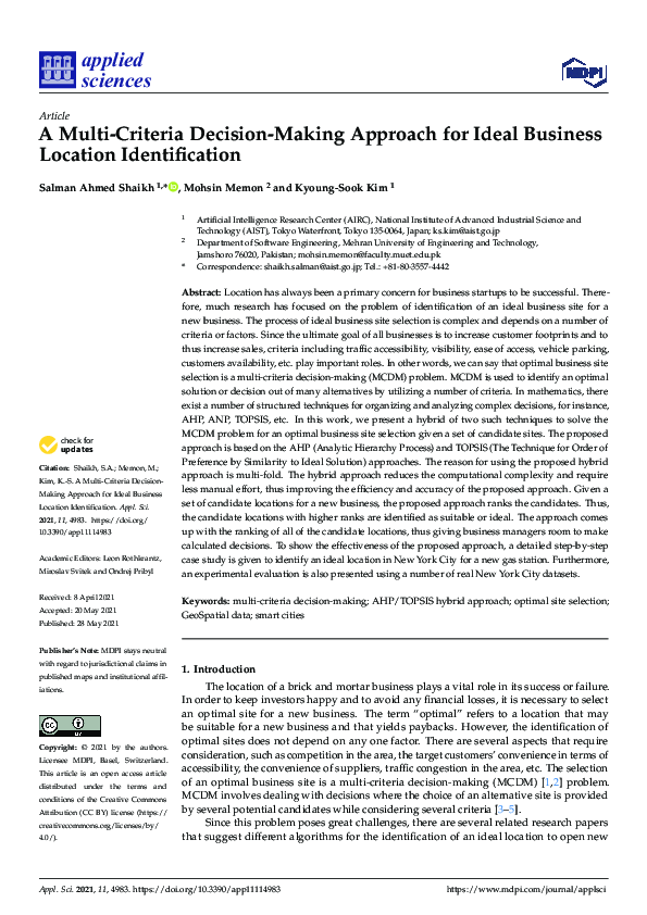 (PDF) A Multi-Criteria Decision-Making Approach for Ideal Business ...