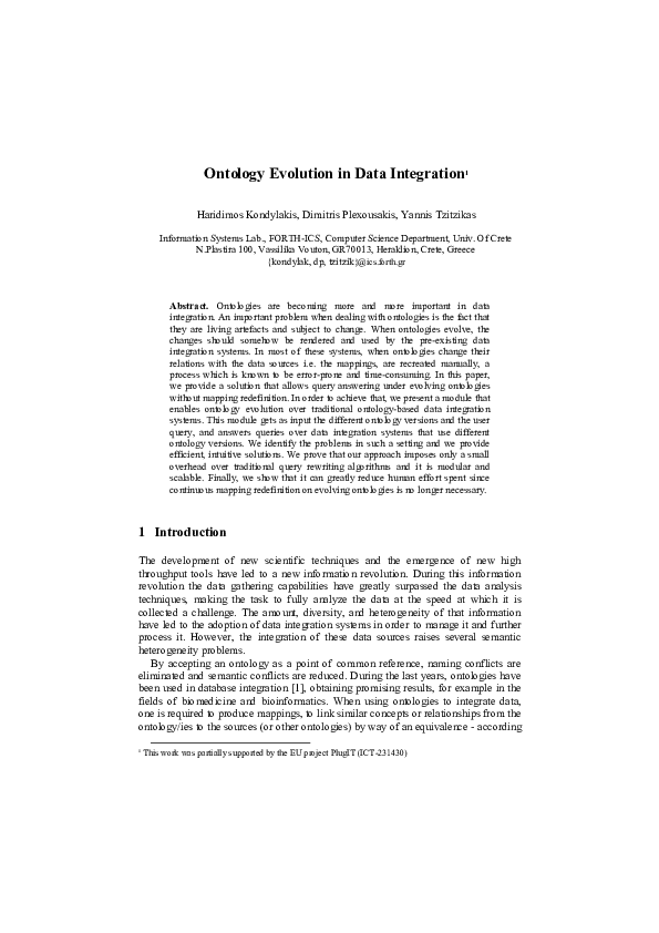 (PDF) Ontology evolution in data integration