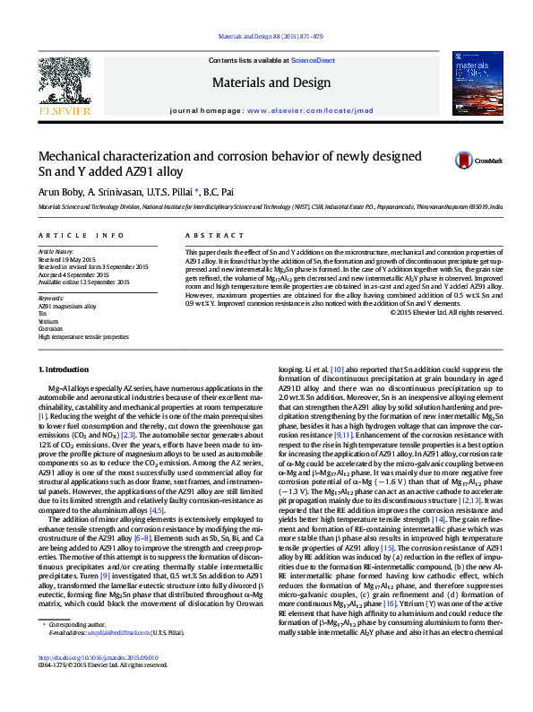 (PDF) Mechanical characterization and corrosion behavior of newly ...