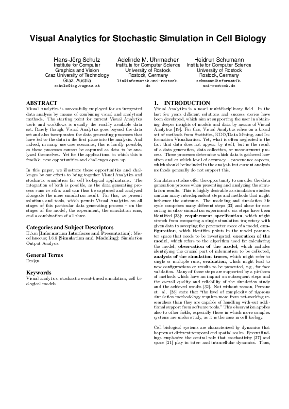 (PDF) Visual analytics for stochastic simulation in cell biology