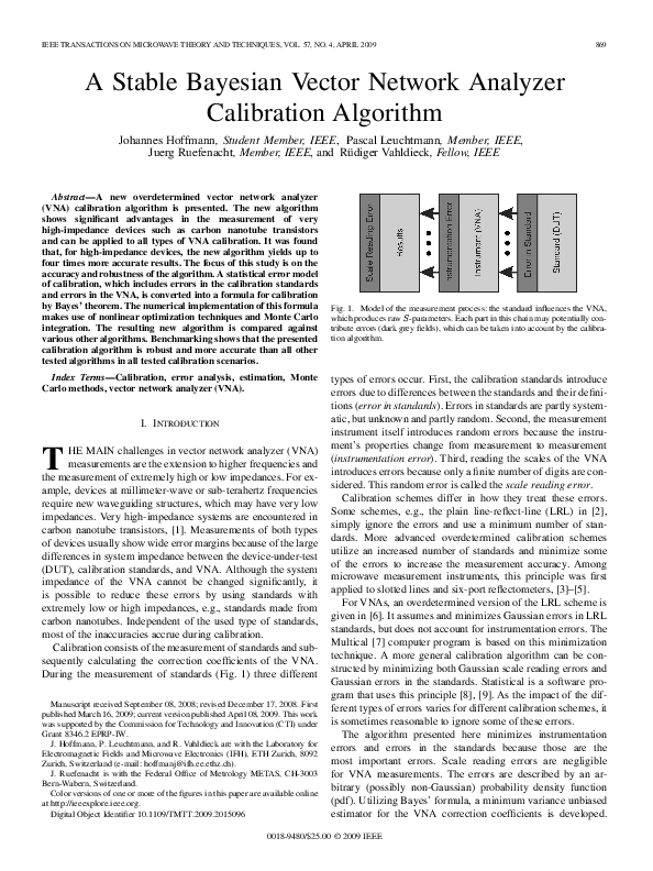 (PDF) A Stable Bayesian Vector Network Analyzer Calibration Algorithm