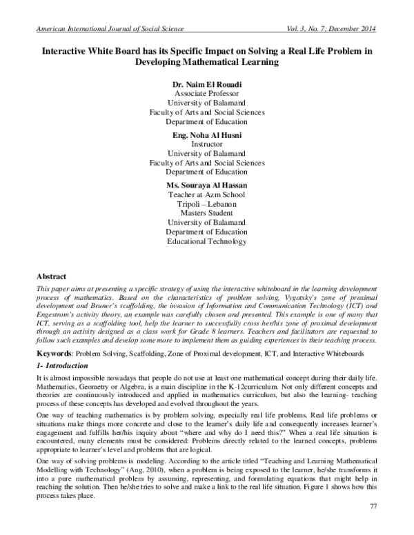 (PDF) Interactive White Board has its Specific Impact on Solving a Real ...
