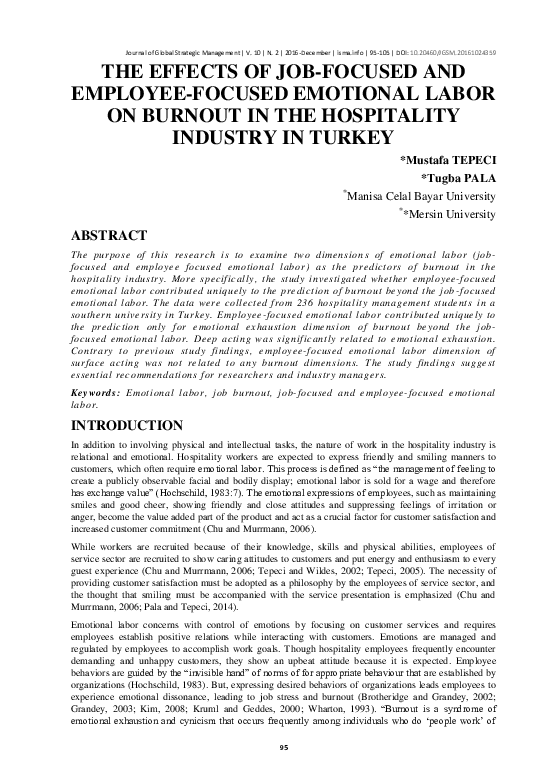 (PDF) The Effects of Job-Focused and Employee-Focused Emotional Labor ...