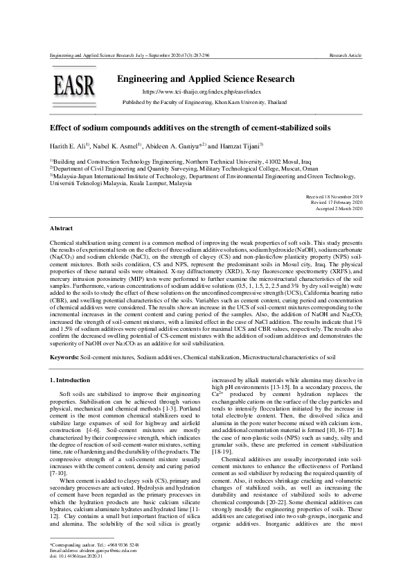 (PDF) Effect of sodium compounds additives on the strength of cement ...