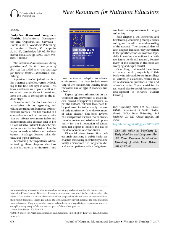 (PDF) Early Nutrition and Long-term Health