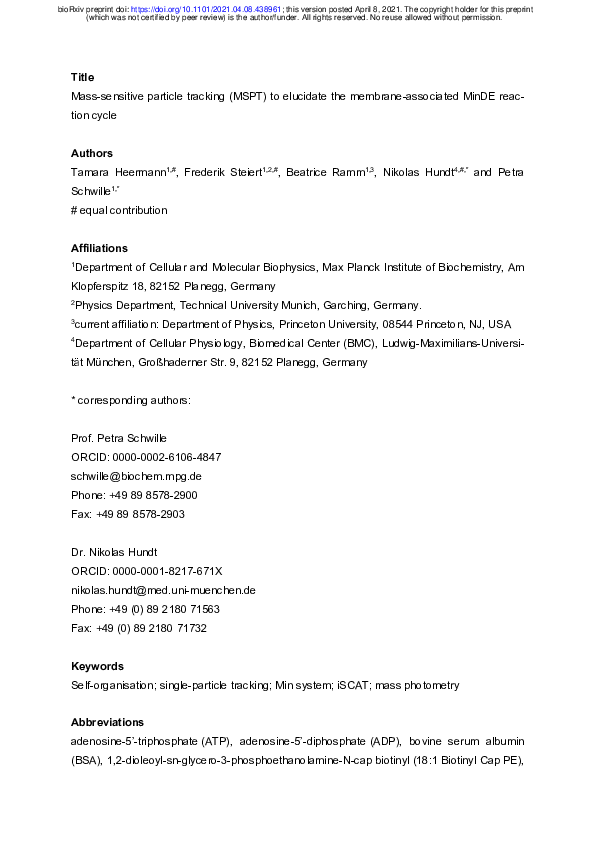(PDF) Mass-sensitive particle tracking (MSPT) to elucidate the membrane ...