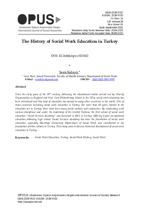 (PDF) The History of Social Work Education in Turkey