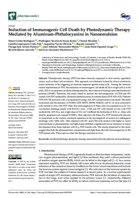 (PDF) Induction of Immunogenic Cell Death by Photodynamic Therapy ...