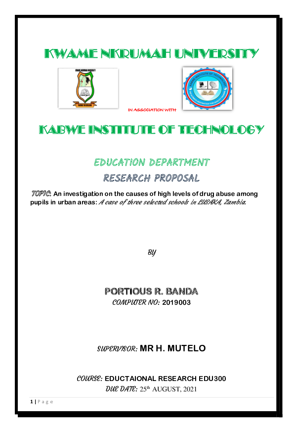 (PDF) An investigation on the causes of high levels of drug abuse among ...