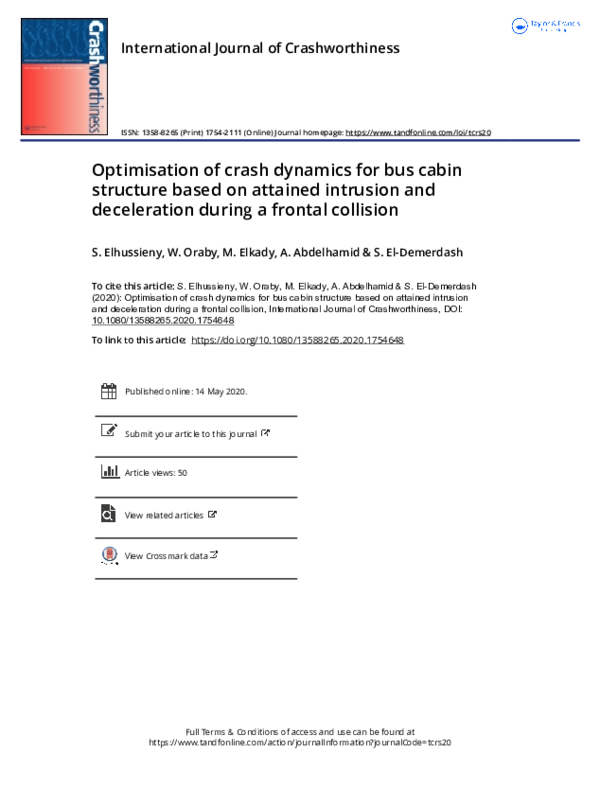 (PDF) Optimisation of crash dynamics for bus cabin structure based on ...