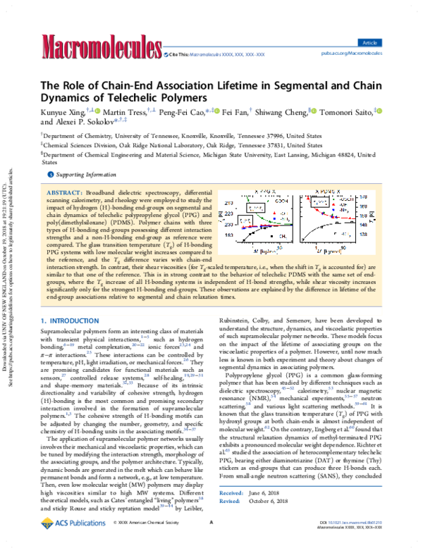(PDF) The Role of Chain-End Association Lifetime in Segmental and Chain ...