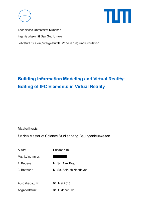 (PDF) Building Information Modeling and Virtual Reality