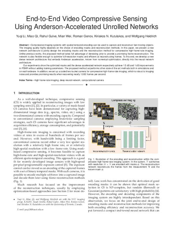 (PDF) End-to-End Video Compressive Sensing Using Anderson-Accelerated ...