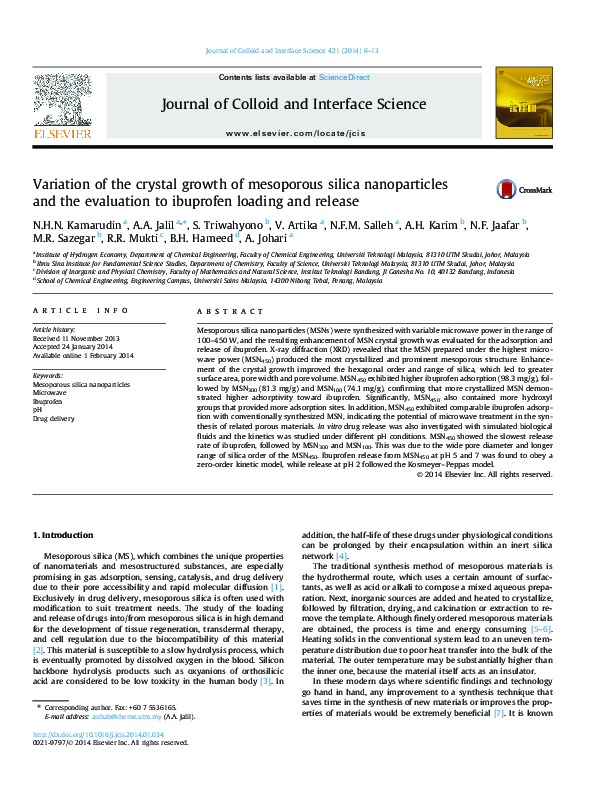(PDF) Variation of the crystal growth of mesoporous silica ...