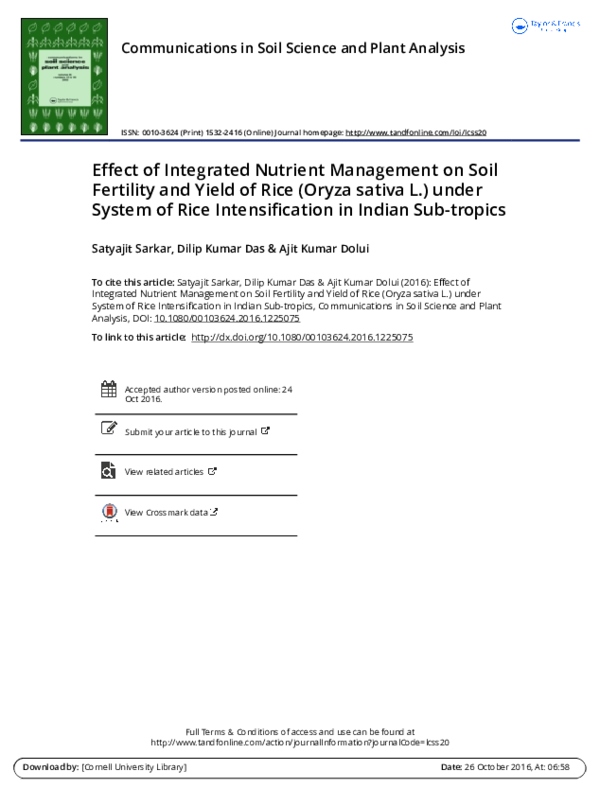 (PDF) Effect of Integrated Nutrient Management on Soil Physical ...