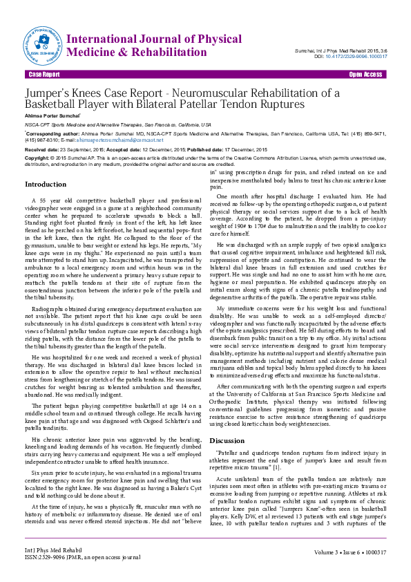 (PDF) Jumper's Knees Case Report - Neuromuscular Rehabilitation of a ...